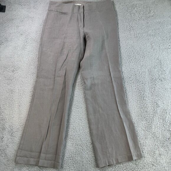 Eileen Fisher Pants Women S Grey Linen Wide Leg Casual Summer Casual - Picture 1 of 11